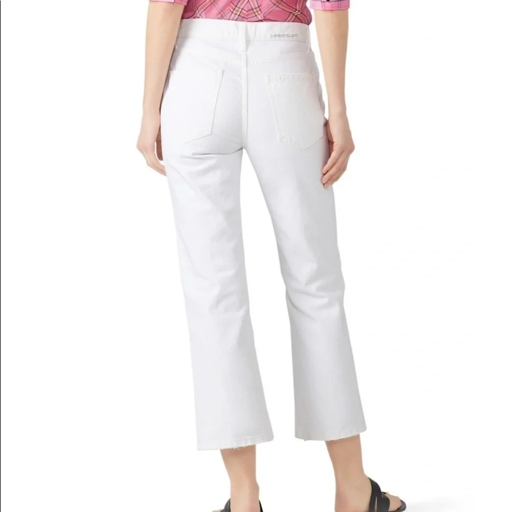 NWT Current/Elliott Straight Leg White Denim Jeans